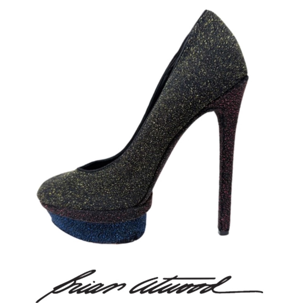BRIAN ATWOOD | Fontanne Glitter Platform Pumps Stiletto Heels Cocktail Event